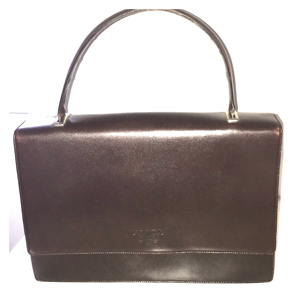 Prada Brown Leather Foldover Handbag